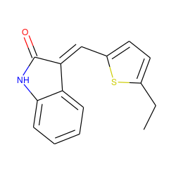 CCc1ccc(/C=C2/C(=O)Nc3ccccc32)s1 ZINC000012352632