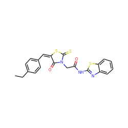 CCc1ccc(/C=C2/SC(=S)N(CC(=O)Nc3nc4ccccc4s3)C2=O)cc1 ZINC000001180387