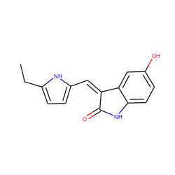 CCc1ccc(/C=C2\C(=O)Nc3ccc(O)cc32)[nH]1 ZINC000028823444