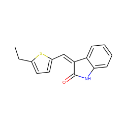 CCc1ccc(/C=C2\C(=O)Nc3ccccc32)s1 ZINC000012352634