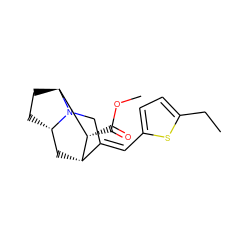 CCc1ccc(/C=C2\CN3[C@H]4CC[C@H]3[C@H](C(=O)OC)[C@H]2C4)s1 ZINC000253635263