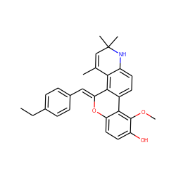 CCc1ccc(/C=C2\Oc3ccc(O)c(OC)c3-c3ccc4c(c32)C(C)=CC(C)(C)N4)cc1 ZINC000138403555