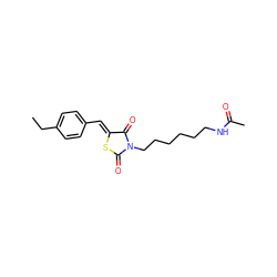 CCc1ccc(/C=C2\SC(=O)N(CCCCCCNC(C)=O)C2=O)cc1 ZINC001772609402