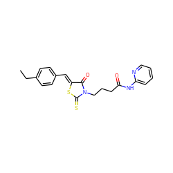 CCc1ccc(/C=C2\SC(=S)N(CCCC(=O)Nc3ccccn3)C2=O)cc1 ZINC000008315454