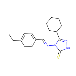 CCc1ccc(/C=N/n2c(C3CCCCC3)n[nH]c2=S)cc1 ZINC000001245484