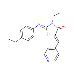 CCc1ccc(/N=C2\S/C(=C\c3ccncc3)C(=O)N2CC)cc1 ZINC001772632596