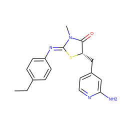 CCc1ccc(/N=C2\S[C@@H](Cc3ccnc(N)c3)C(=O)N2C)cc1 ZINC001772646770