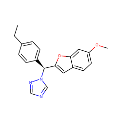 CCc1ccc([C@@H](c2cc3ccc(OC)cc3o2)n2cncn2)cc1 ZINC000013680642