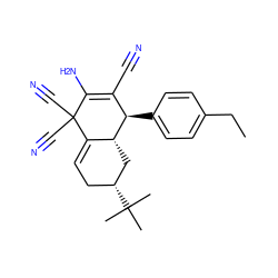 CCc1ccc([C@@H]2C(C#N)=C(N)C(C#N)(C#N)C3=CC[C@@H](C(C)(C)C)C[C@H]32)cc1 ZINC000004631652