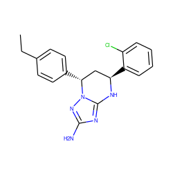 CCc1ccc([C@@H]2C[C@@H](c3ccccc3Cl)Nc3nc(N)nn32)cc1 ZINC000013132118