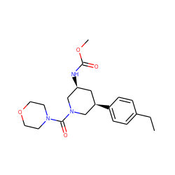 CCc1ccc([C@@H]2C[C@H](NC(=O)OC)CN(C(=O)N3CCOCC3)C2)cc1 ZINC000150014986