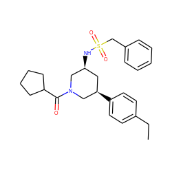 CCc1ccc([C@@H]2C[C@H](NS(=O)(=O)Cc3ccccc3)CN(C(=O)C3CCCC3)C2)cc1 ZINC000113934432