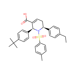 CCc1ccc([C@@H]2CC=C(C(=O)O)[C@H](c3ccc(C(C)(C)C)cc3)N2S(=O)(=O)c2ccc(C)cc2)cc1 ZINC000061947064