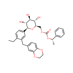 CCc1ccc([C@@H]2O[C@H](COC(=O)O[C@@H](C)c3ccccc3)[C@@H](O)[C@H](O)[C@H]2O)cc1Cc1ccc2c(c1)OCCO2 ZINC000142320743
