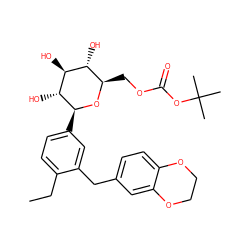 CCc1ccc([C@@H]2O[C@H](COC(=O)OC(C)(C)C)[C@@H](O)[C@H](O)[C@H]2O)cc1Cc1ccc2c(c1)OCCO2 ZINC000148926361