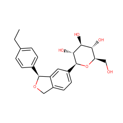 CCc1ccc([C@@H]2OCc3ccc([C@@H]4O[C@H](CO)[C@@H](O)[C@H](O)[C@H]4O)cc32)cc1 ZINC000142314100