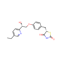 CCc1ccc([C@H](O)COc2ccc(C[C@@H]3SC(=O)NC3=O)cc2)nc1 ZINC000021981313