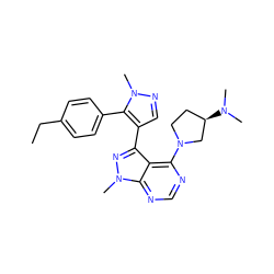 CCc1ccc(-c2c(-c3nn(C)c4ncnc(N5CC[C@@H](N(C)C)C5)c34)cnn2C)cc1 ZINC000169706070