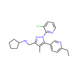 CCc1ccc(-c2c(C)c(CNC3CCCC3)nn2-c2ncccc2Cl)cn1 ZINC000040957555