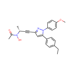 CCc1ccc(-c2cc(C#C[C@@H](C)N(O)C(C)=O)nn2-c2ccc(OC)cc2)cc1 ZINC000028106969