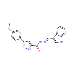 CCc1ccc(-c2cc(C(=O)N/N=C/c3c[nH]c4ccccc34)[nH]n2)cc1 ZINC000018144121