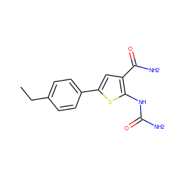 CCc1ccc(-c2cc(C(N)=O)c(NC(N)=O)s2)cc1 ZINC000034003815