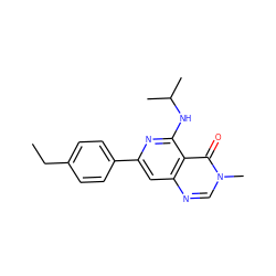 CCc1ccc(-c2cc3ncn(C)c(=O)c3c(NC(C)C)n2)cc1 ZINC000115624235