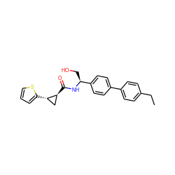 CCc1ccc(-c2ccc([C@H](CO)NC(=O)[C@H]3C[C@@H]3c3cccs3)cc2)cc1 ZINC000142003337