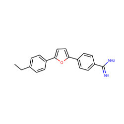 CCc1ccc(-c2ccc(-c3ccc(C(=N)N)cc3)o2)cc1 ZINC000653697662