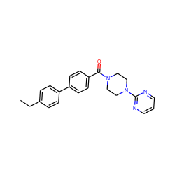 CCc1ccc(-c2ccc(C(=O)N3CCN(c4ncccn4)CC3)cc2)cc1 ZINC000034805095