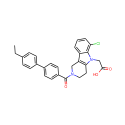 CCc1ccc(-c2ccc(C(=O)N3CCc4c(c5cccc(Cl)c5n4CC(=O)O)C3)cc2)cc1 ZINC000096271027