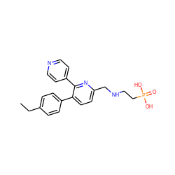 CCc1ccc(-c2ccc(CNCCP(=O)(O)O)nc2-c2ccncc2)cc1 ZINC000114627050