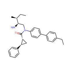 CCc1ccc(-c2ccc(N(C[C@@H](N)[C@@H](C)CC)C(=O)[C@@H]3C[C@H]3c3ccccc3)cc2)cc1 ZINC000299870993