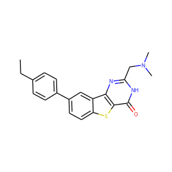 CCc1ccc(-c2ccc3sc4c(=O)[nH]c(CN(C)C)nc4c3c2)cc1 ZINC000045283698