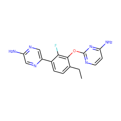 CCc1ccc(-c2cnc(N)cn2)c(F)c1Oc1nccc(N)n1 ZINC000224546302