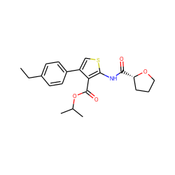 CCc1ccc(-c2csc(NC(=O)[C@H]3CCCO3)c2C(=O)OC(C)C)cc1 ZINC000000668935