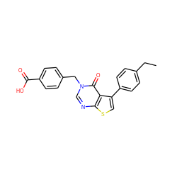 CCc1ccc(-c2csc3ncn(Cc4ccc(C(=O)O)cc4)c(=O)c23)cc1 ZINC000000959710