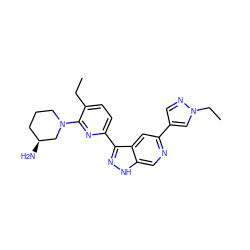 CCc1ccc(-c2n[nH]c3cnc(-c4cnn(CC)c4)cc23)nc1N1CCC[C@H](N)C1 ZINC000205262948