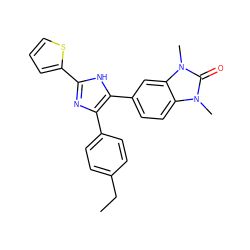 CCc1ccc(-c2nc(-c3cccs3)[nH]c2-c2ccc3c(c2)n(C)c(=O)n3C)cc1 ZINC000014958506