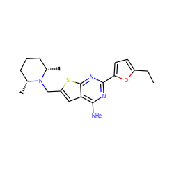 CCc1ccc(-c2nc(N)c3cc(CN4[C@@H](C)CCC[C@H]4C)sc3n2)o1 ZINC000118596069