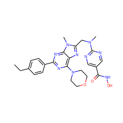 CCc1ccc(-c2nc(N3CCOCC3)c3nc(CN(C)c4ncc(C(=O)NO)cn4)n(C)c3n2)cc1 ZINC000653840604