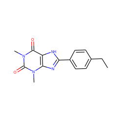 CCc1ccc(-c2nc3c([nH]2)c(=O)n(C)c(=O)n3C)cc1 ZINC000026015627