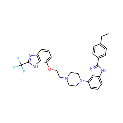 CCc1ccc(-c2nc3c(N4CCN(CCOc5cccc6nc(C(F)(F)F)[nH]c56)CC4)cccc3[nH]2)cc1 ZINC000044307743