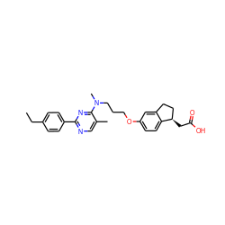 CCc1ccc(-c2ncc(C)c(N(C)CCCOc3ccc4c(c3)CC[C@H]4CC(=O)O)n2)cc1 ZINC000028891487