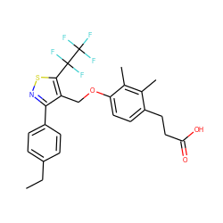CCc1ccc(-c2nsc(C(F)(F)C(F)(F)F)c2COc2ccc(CCC(=O)O)c(C)c2C)cc1 ZINC000217449626