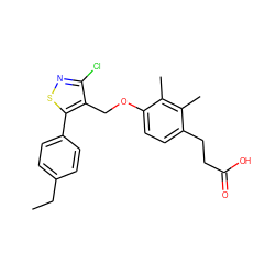 CCc1ccc(-c2snc(Cl)c2COc2ccc(CCC(=O)O)c(C)c2C)cc1 ZINC000217570219