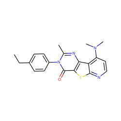 CCc1ccc(-n2c(C)nc3c(sc4nccc(N(C)C)c43)c2=O)cc1 ZINC000013676153