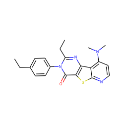 CCc1ccc(-n2c(CC)nc3c(sc4nccc(N(C)C)c43)c2=O)cc1 ZINC000013676155