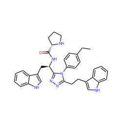 CCc1ccc(-n2c(CCc3c[nH]c4ccccc34)nnc2[C@@H](Cc2c[nH]c3ccccc23)NC(=O)[C@@H]2CCCN2)cc1 ZINC000014970476