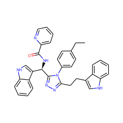 CCc1ccc(-n2c(CCc3c[nH]c4ccccc34)nnc2[C@H](NC(=O)c2ccccn2)c2c[nH]c3ccccc23)cc1 ZINC000028973058